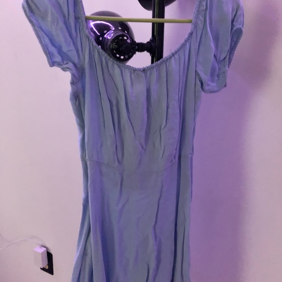 Fit and Flare Light Blue Lace Up Mini Dress - Picture 2 of 2